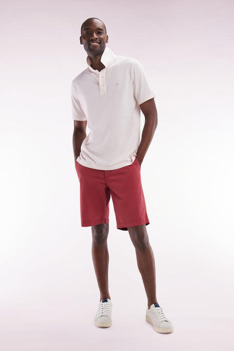 Bermuda chino en coton stretch rouge coupe droite - Image 3
