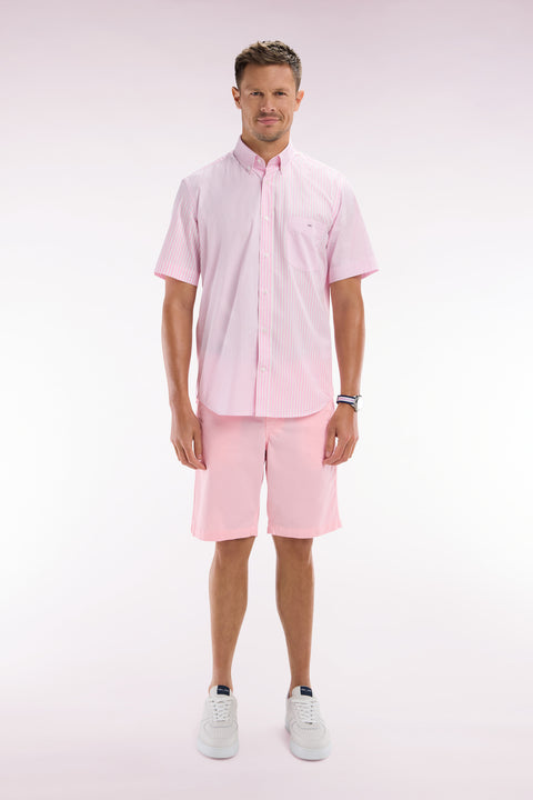 Bermuda chino en coton stretch rose coupe droite - Image 1