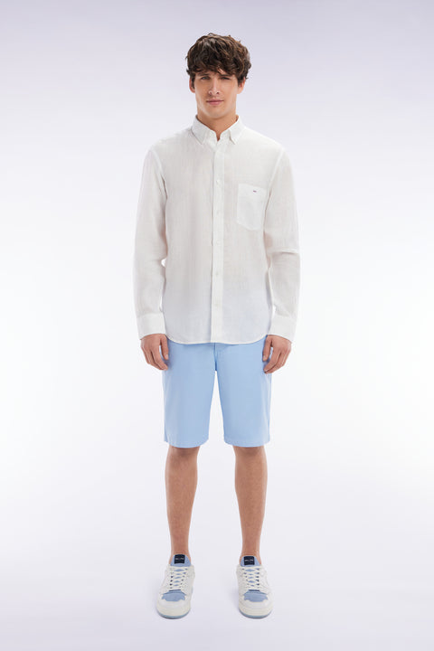 Bermuda en lyocell et coton stretch gris clair coupe droite - Image 1