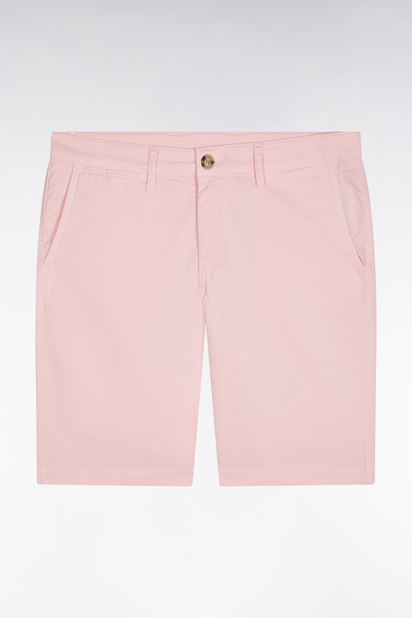 Elasticated waistband pink Bermuda shorts in lyocell and stretch cotton