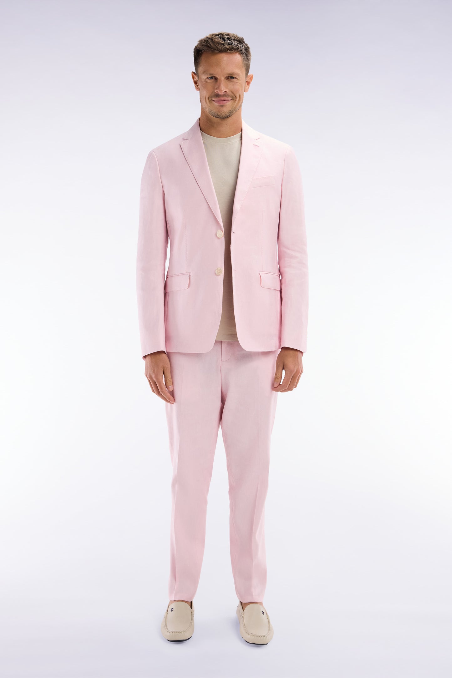 Pink linen and stretch cotton elasticated pants
