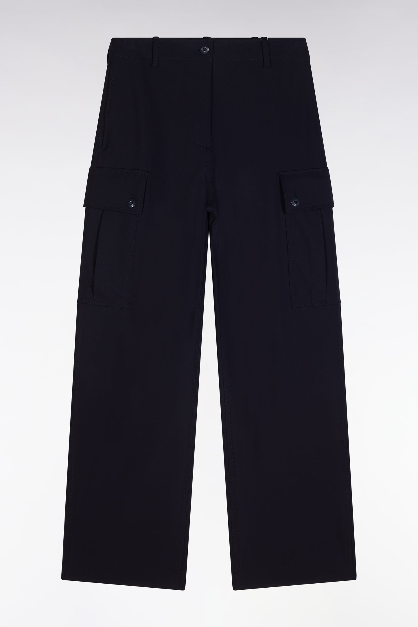 Pantalon cargo en crêpe stretch technique marine