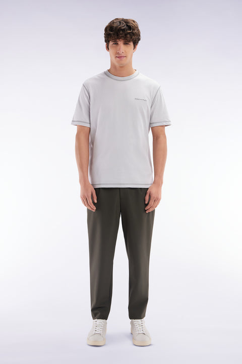 Khaki elastic waistband pants - Image 1