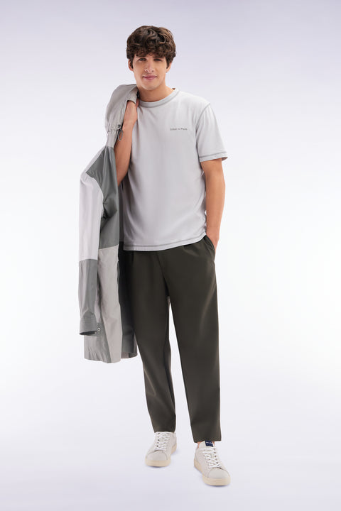 Khaki elastic waistband pants - Image 3