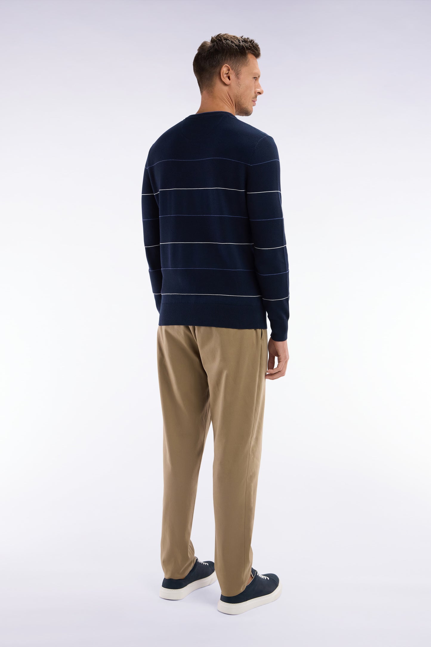 Pantalon à taille élastique en lyocell et coton stretch camel