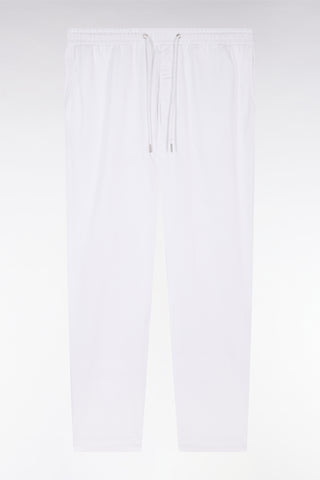 Elastic chinos in white stretch cotton - lyocell blend