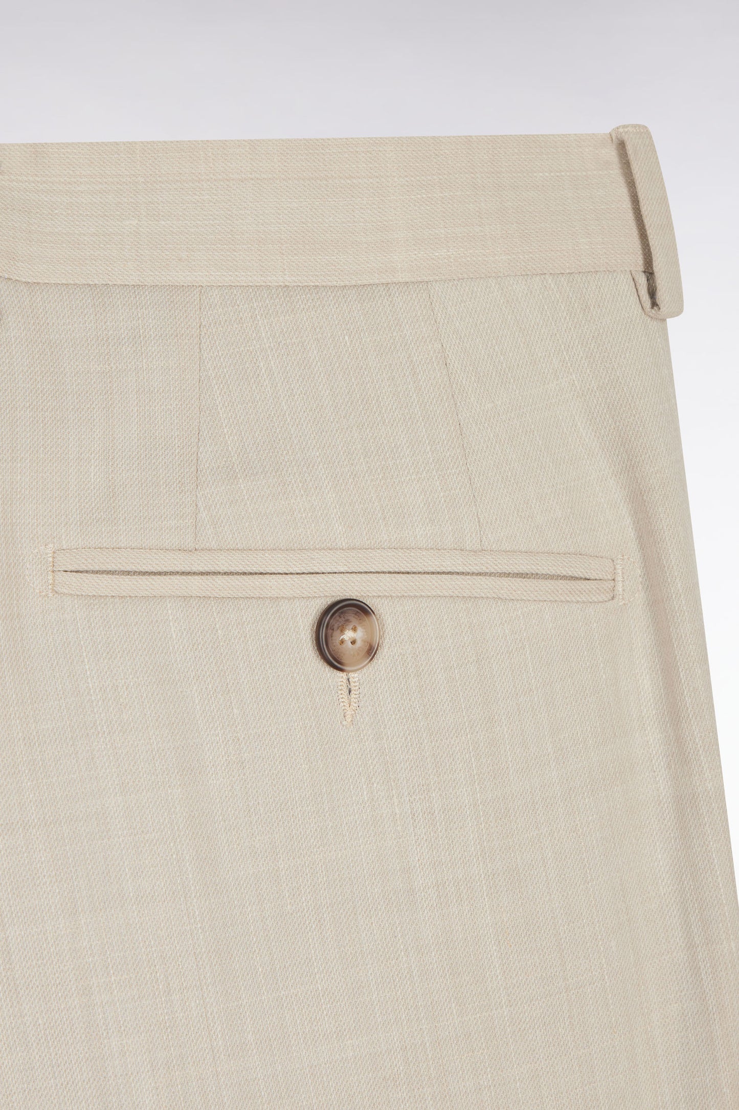 Pantalon à taille élastiquée en laine et coton stretch mélangés beige