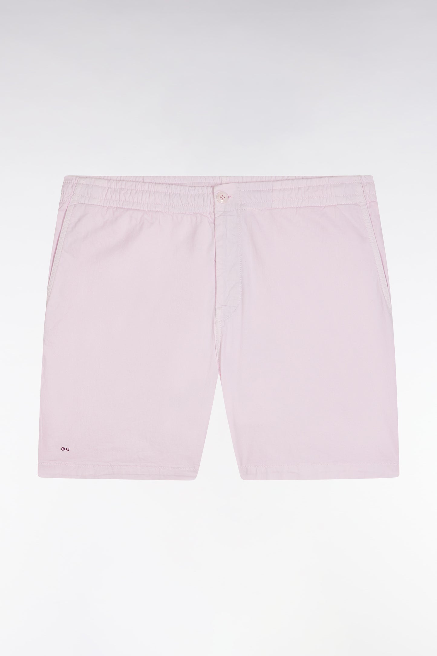 Elastic waist shorts in plain pink stretch cotton