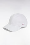 White cotton twill cap with bow tie embroidery