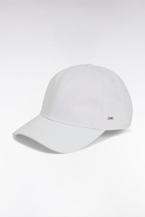 White cotton piqué cap with bow tie embroidery - Image 2