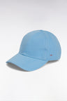 Sky blue cotton piqué cap with bow tie embroidery