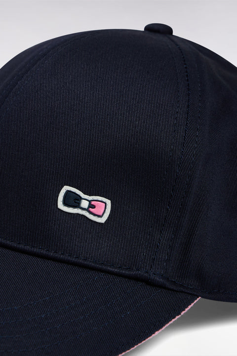 Navy cotton twill cap with piped visor - Image 3