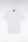 Straight white cotton short-sleeved shirt
