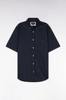 Straight navy cotton short-sleeved shirt