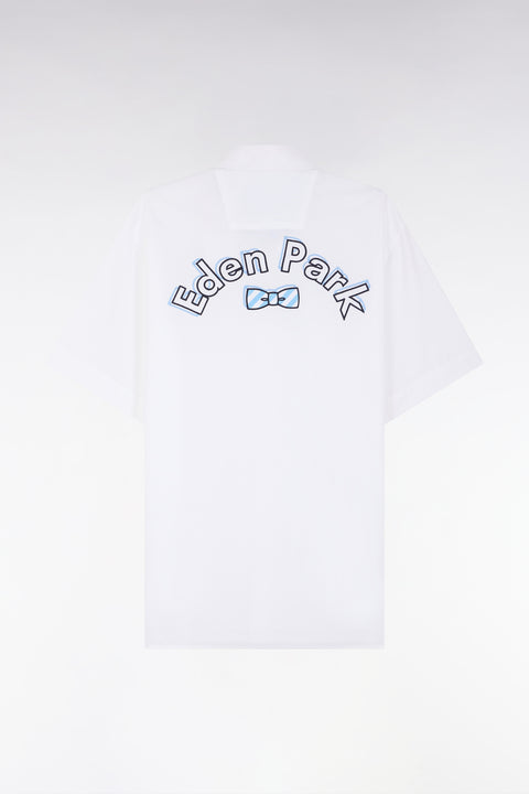 Chemise à manches courtes en coton blanc broderie Eden Park coupe droite - Image 2