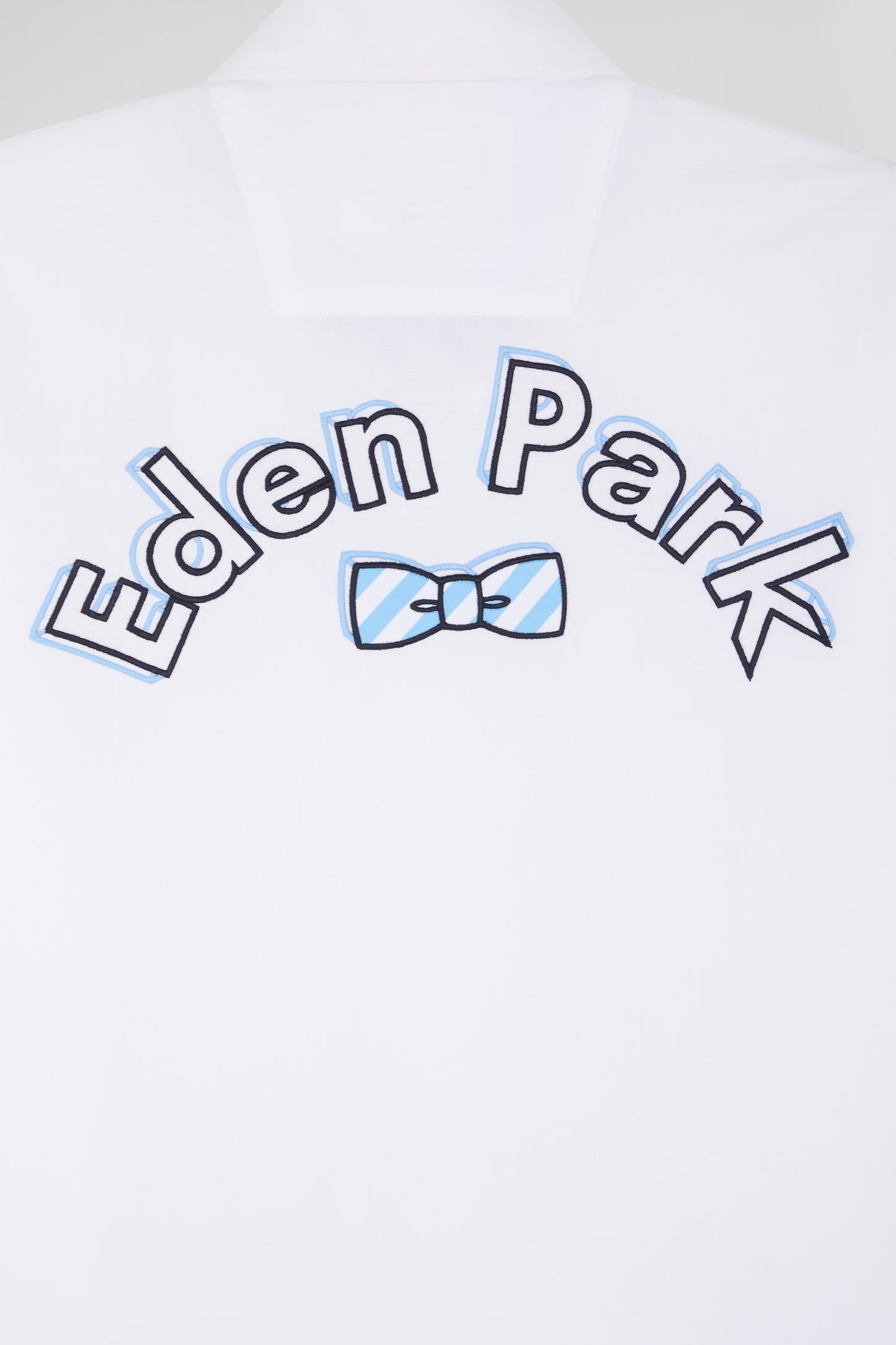 Straight short-sleeved shirt in white cotton with Eden Park embroidery