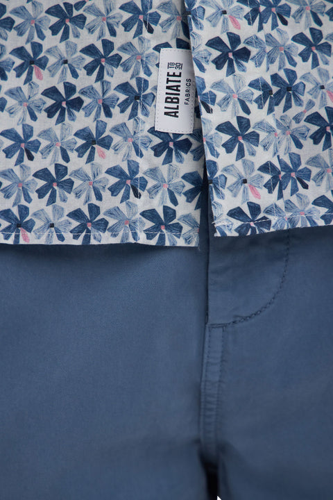 Chemise à manches courtes en coton gris moyen imprimé fleurs graphique coupe droite - Image 3