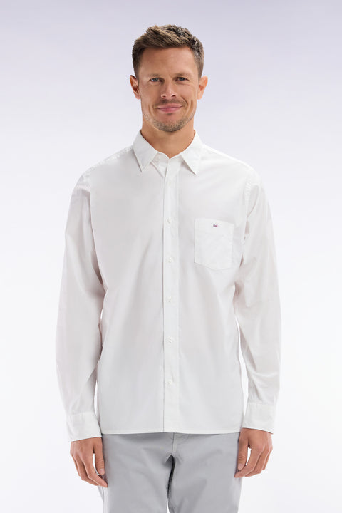 Chemise unisexe en coton et lyocell stretch blanc coupe droite - Image 1
