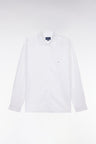 Straight-fit unisex shirt in white stretch cotton and lyocell