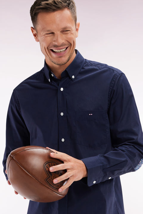 Chemise en coton marine coudière coupe droite - Image 3