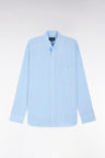Straight-fit sky blue linen shirt