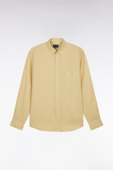 Straight-fit ivory linen shirt - Image 2