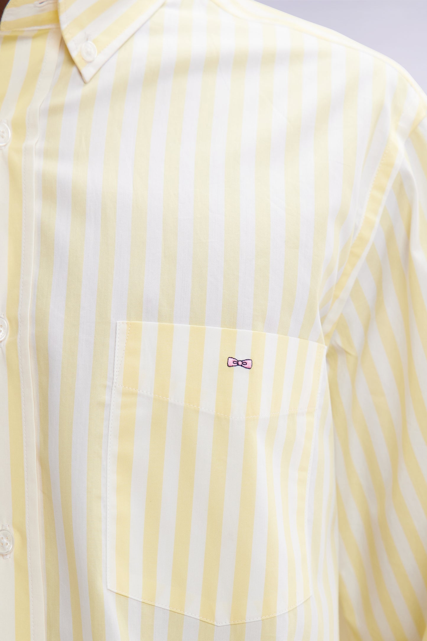 Straight-fit striped ivory cotton shirt