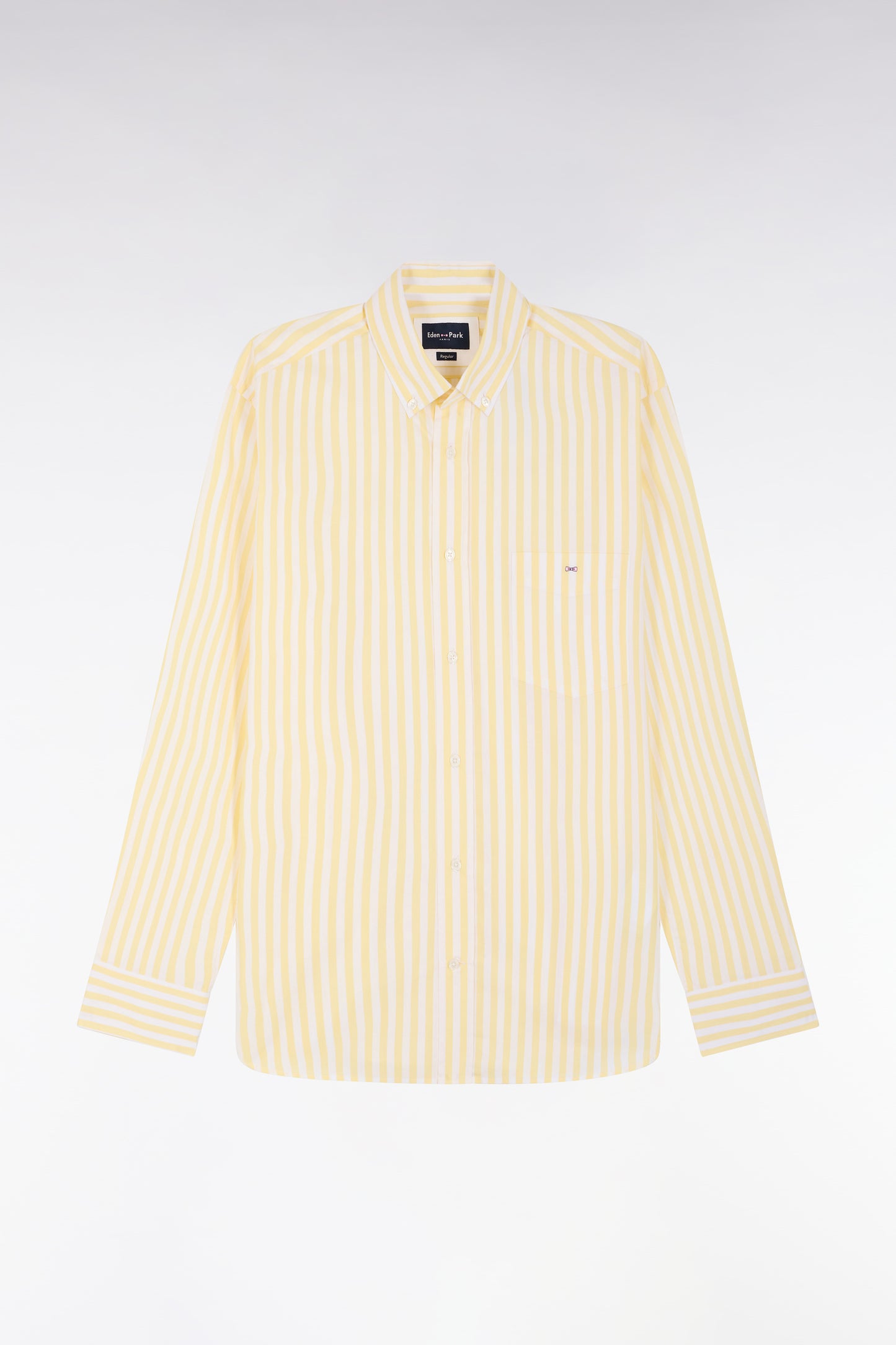 Straight-fit striped ivory cotton shirt