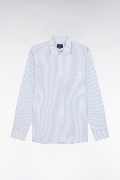 Chemise en coton à rayures ciel coupe droite - Image 2