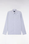 Straight-fit dark blue striped cotton shirt