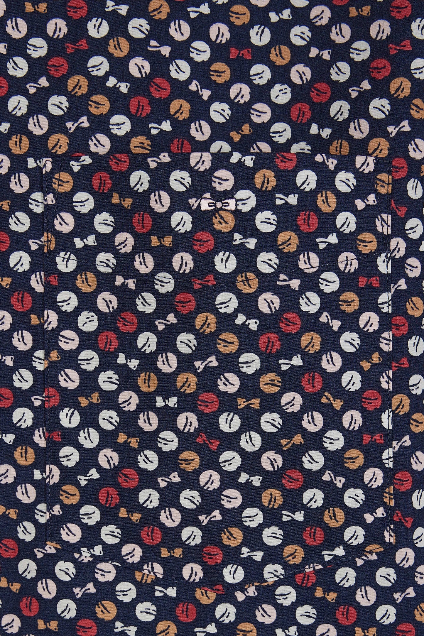Straight-fit navy cotton poplin shirt with red microprint