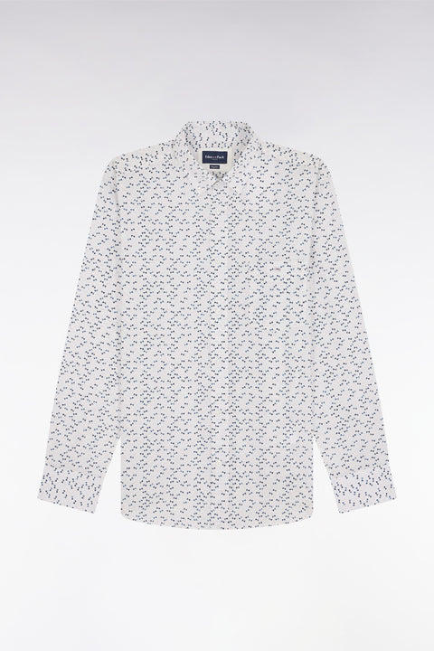 Chemise en popeline de coton écrue microimprimé nœud papillon coupe droite - Image 2