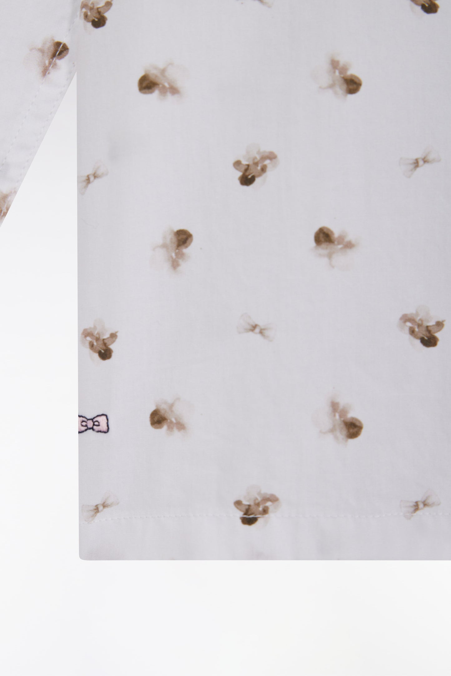 Chemise à micromotifs nœuds en coton sable coupe droite