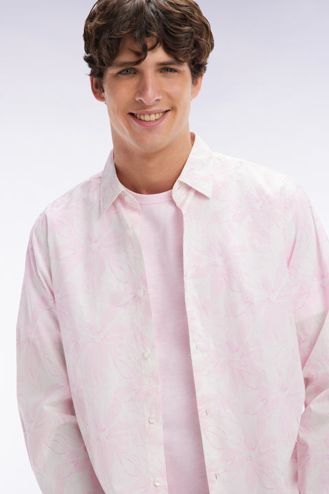 Chemise en popeline de coton imprimé nœud papillon rose coupe droite - Image 3