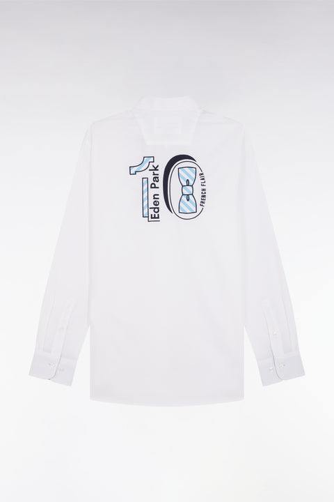 Chemise en coton pinpoint blanc broderie 10 coupe droite - Image 2