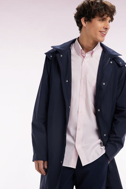 Chemise en coton rose coudières marine coupe droite - Image 3