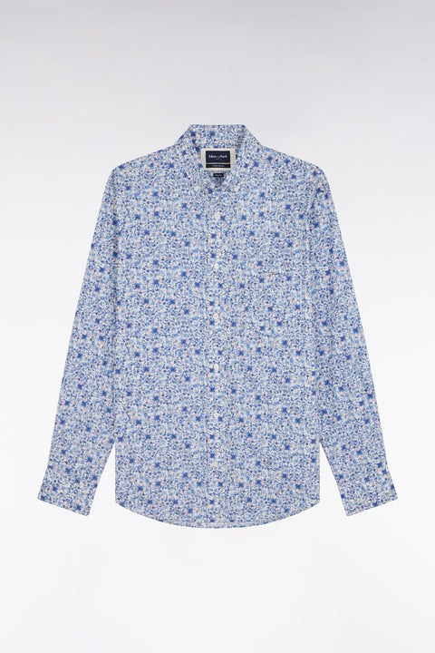 Chemise à micromotifs en coton Pima ciel coupe droite - Image 2