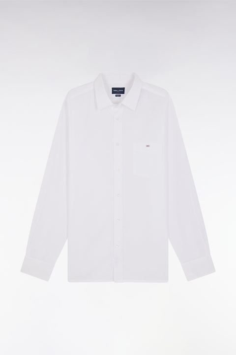 Chemise unie à poche plaquée en coton blanc - Image 2