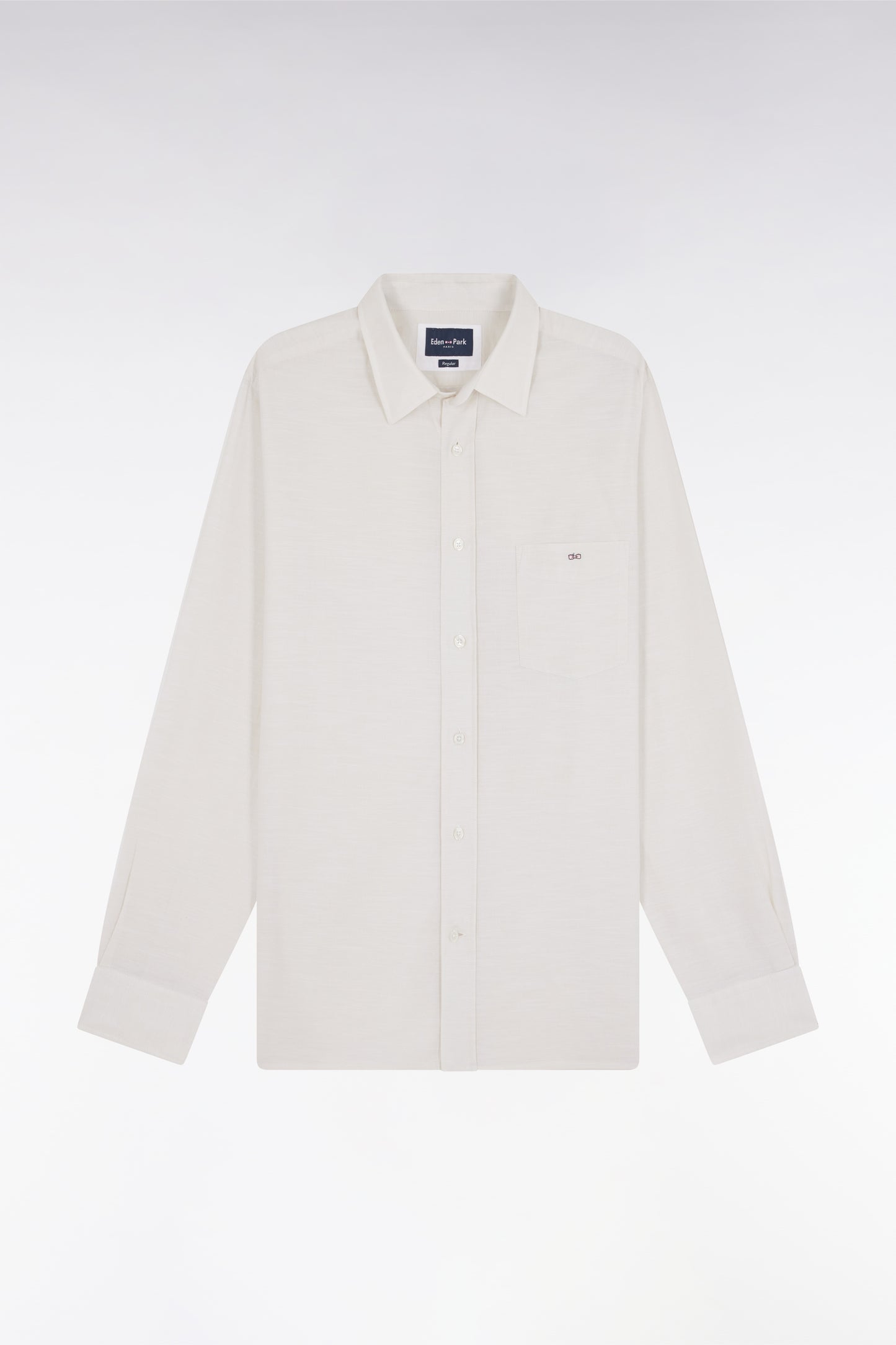 Beige cotton shirt with patch pocket