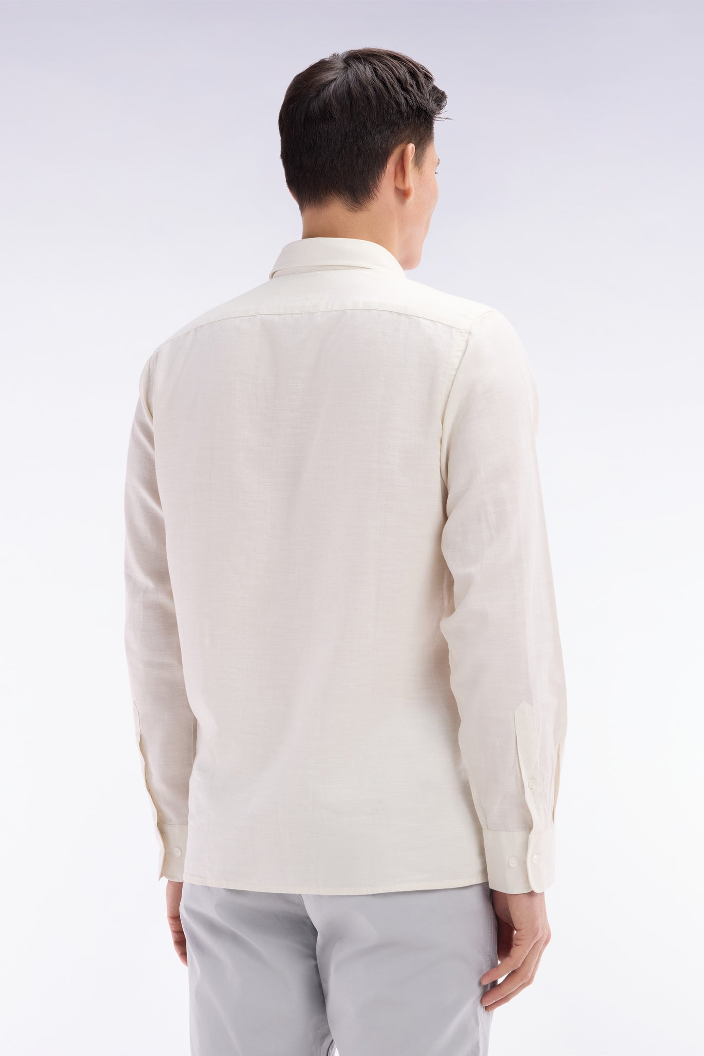 Beige cotton shirt with patch pocket