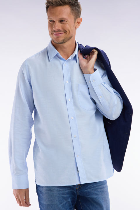 Sky blue cotton shirt with patch pocket - Image 3