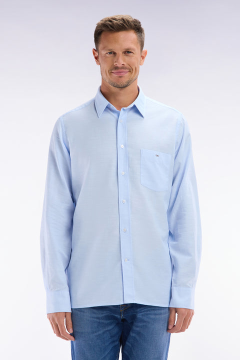 Sky blue cotton shirt with patch pocket - Image 1