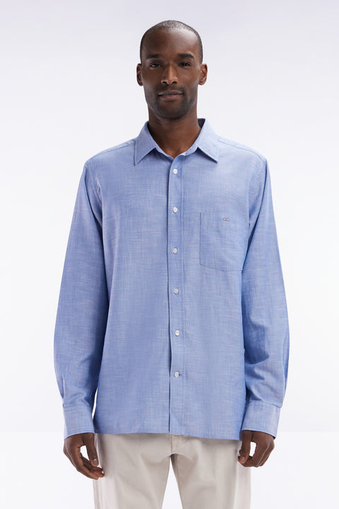 Grey cotton shirt with patch pocket - Image 1