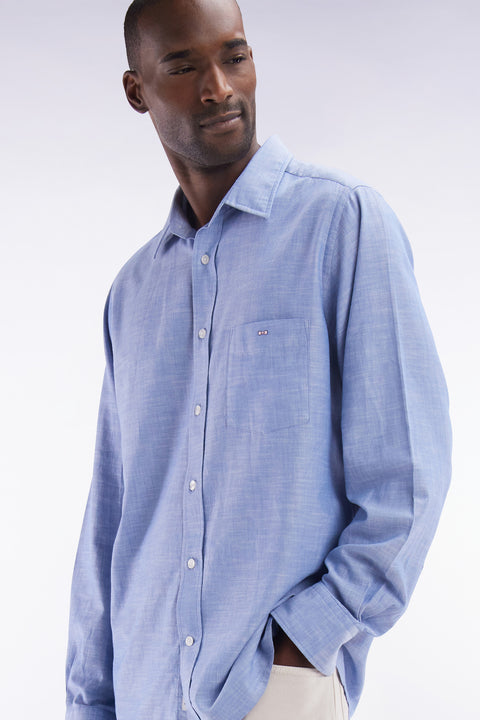 Grey cotton shirt with patch pocket - Image 3