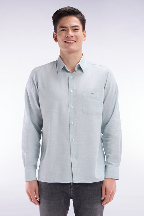 Dark grey cotton shirt with patch pocket - Image 1