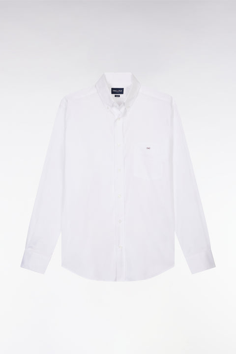 Chemise en twill de coton blanc unie coupe droite - Image 2