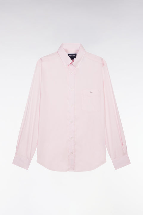 Straight-fit pink cotton twill shirt - Image 2