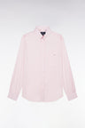 Chemise en twill de coton rose unie coupe droite