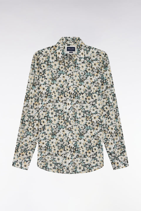 Straight-fit floral print cotton poplin shirt - Image 2