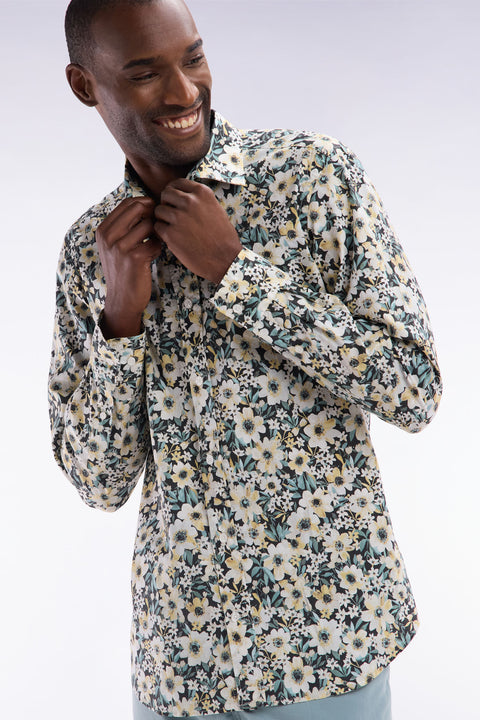 Straight-fit floral print cotton poplin shirt - Image 3